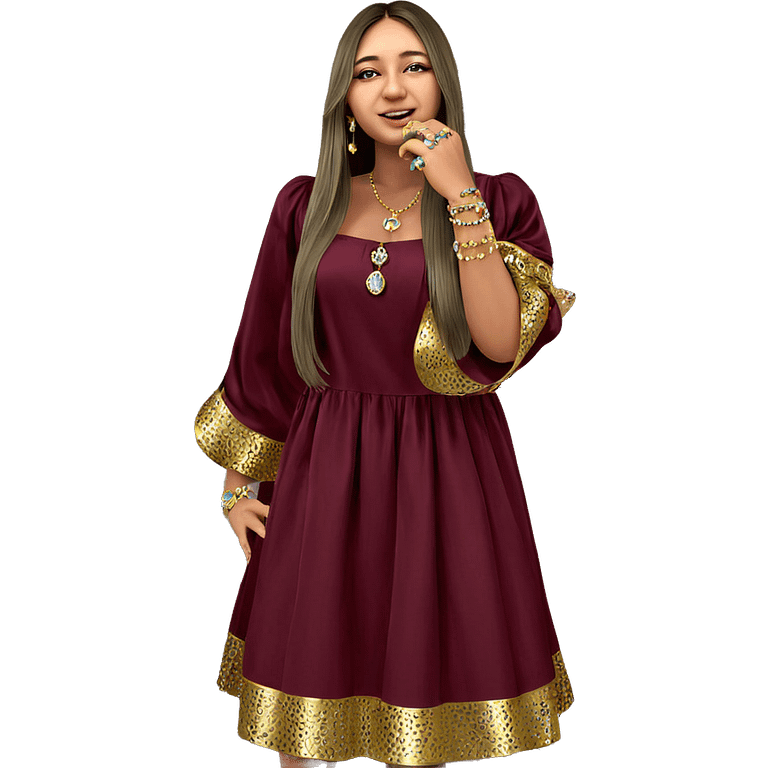 girl in dress with jewelry emoji