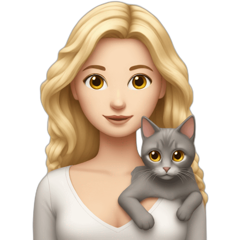 white girl with nice hair holding two cats emoji