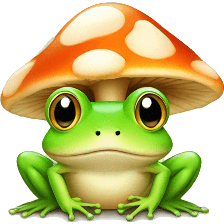 Cute frog on a mushroom  emoji