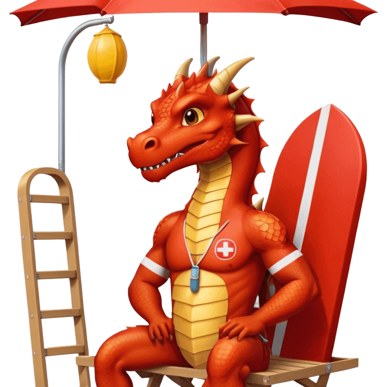 drangon as a human in a lifeguard uniform in a lifeguard stand emoji