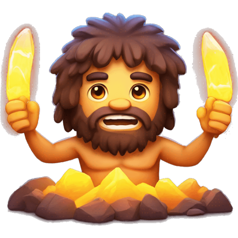 caveman glowing neon elements emoji