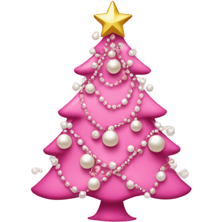 pink christmas tree with bow ornaments and pearls   emoji