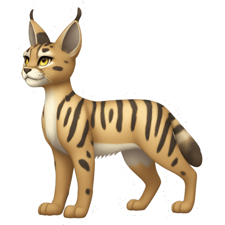 Striped and spotted Lynx-Caracal-Fakemon-hybrid full body emoji