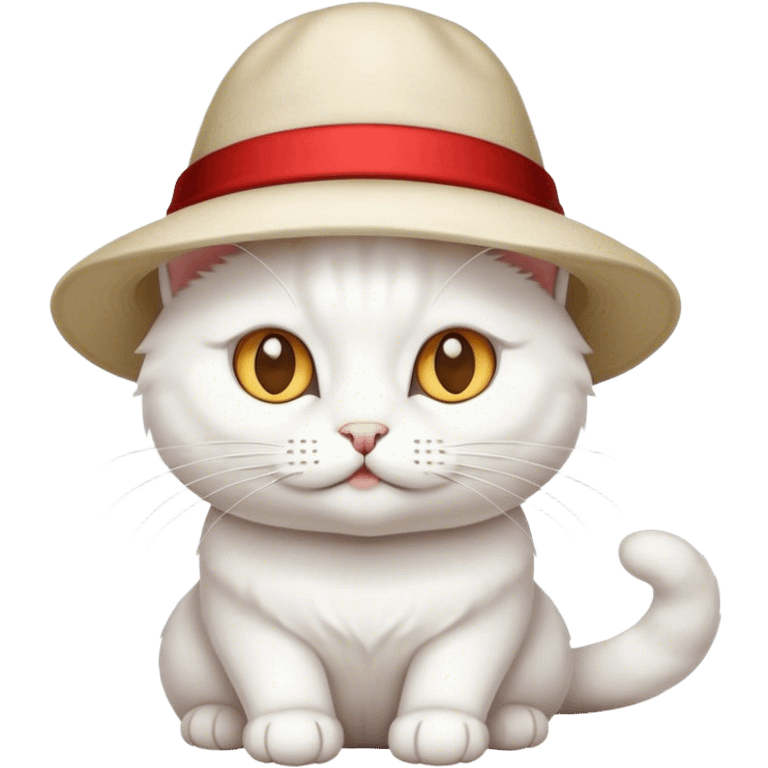 gato blanco con sombrero emoji