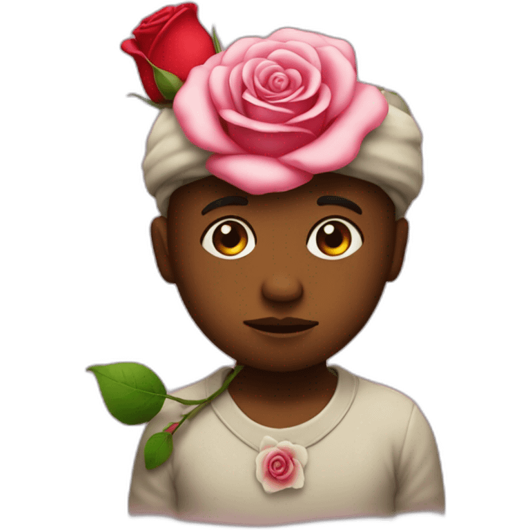 Sad enjoi with a rose on head emoji