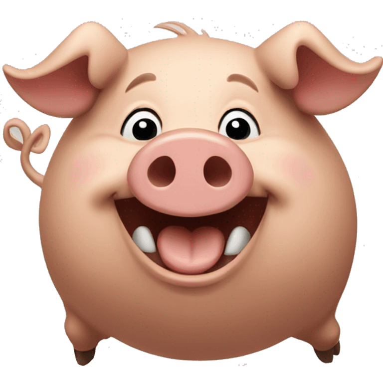 a happy brown pig smiling and jumping emoji