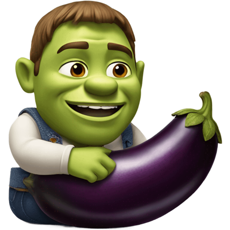 Shrek eating eggplant emoji