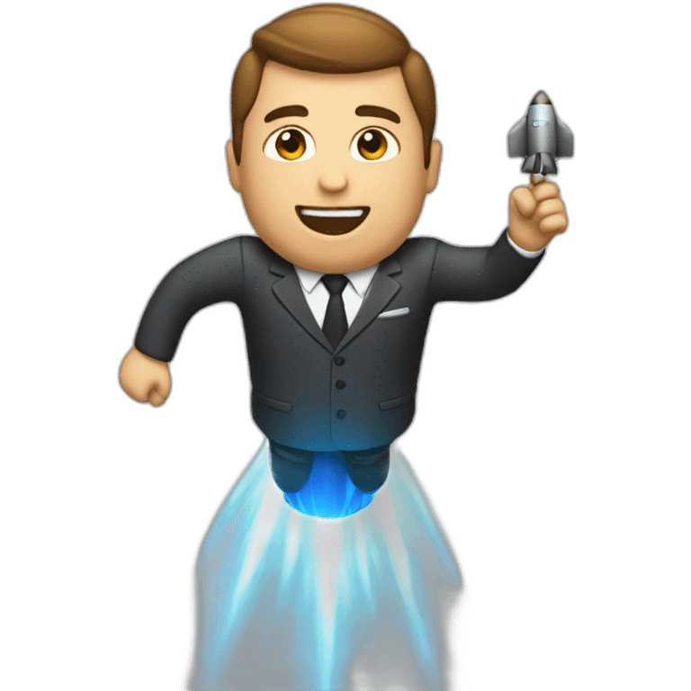 suit man flying rocket emoji