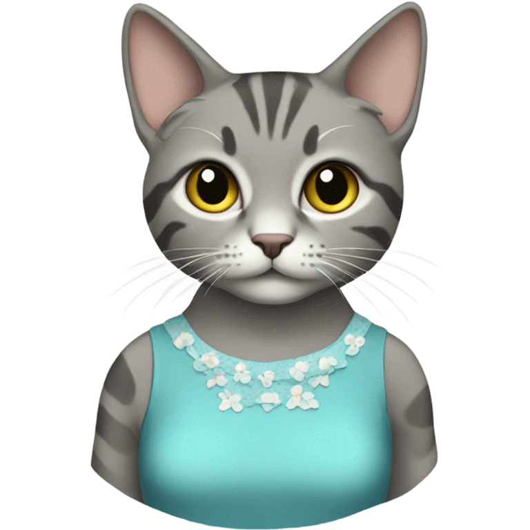 Grey tabby in a dress emoji