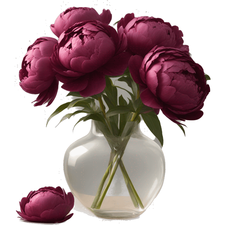 Burgundy peonies in clear vase emoji