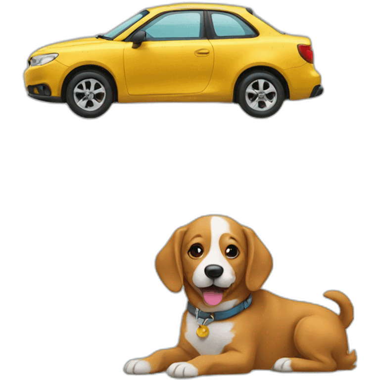 car and dog emoji