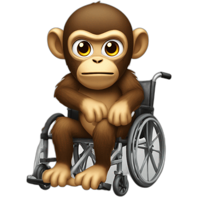 angry monke with small ferocious eyes cute rides golden wheelchair emoji