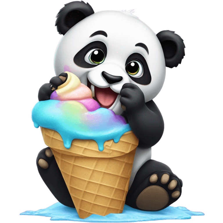 Panda eating ice cream emoji