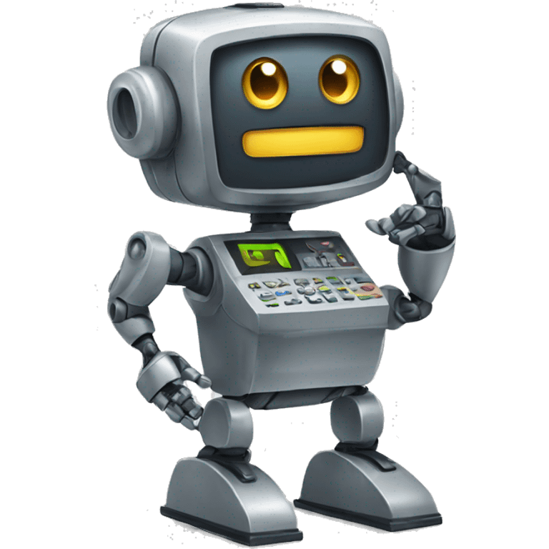 robot on telephone emoji