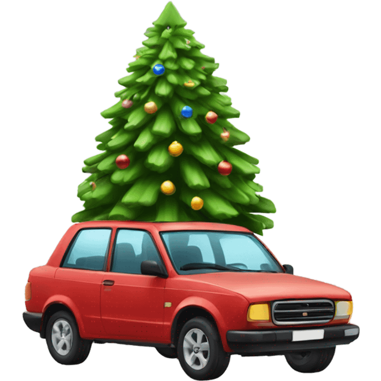 explore car with Christmas tree emoji