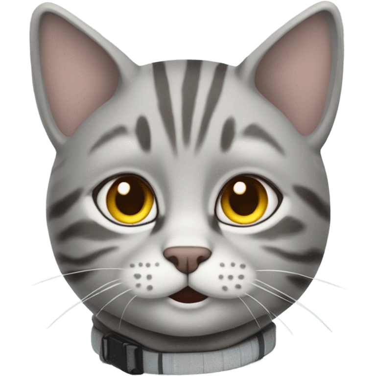 Grey tabby cat skiing emoji