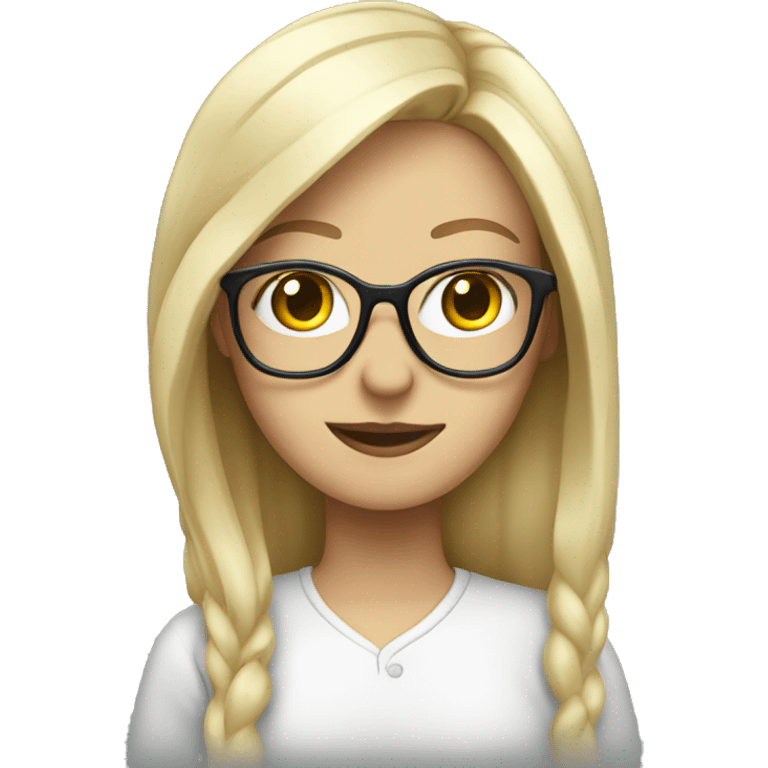 standing white blonde girl with glasses emoji