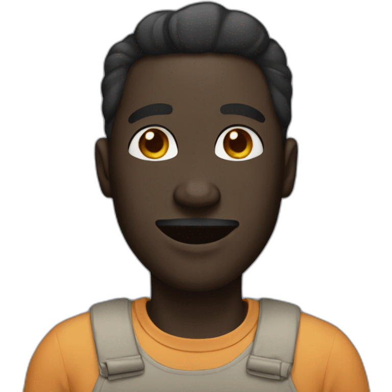 Mewing man with a black skin color emoji