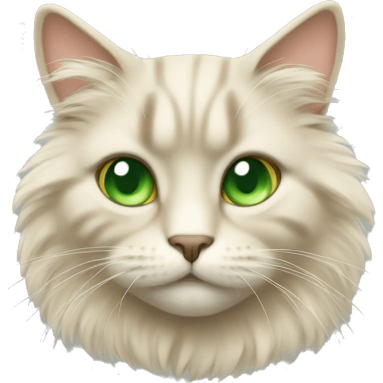 beige fluffy cat with green eyes emoji