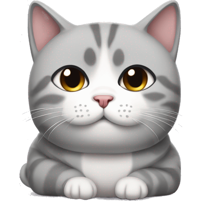 sad grey and white chubby exotic short hair cat emoji