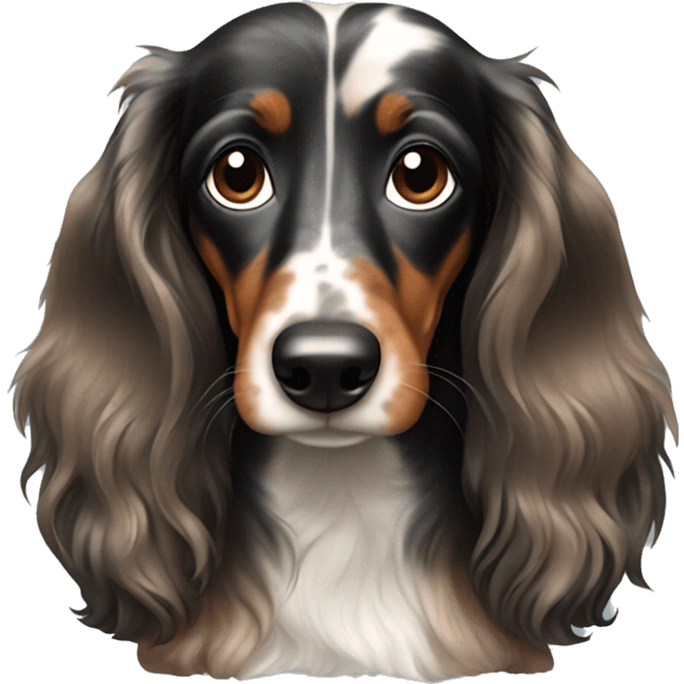 Black,brown  Merle long haired Dachshund emoji