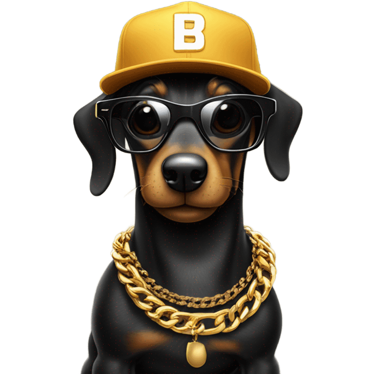 Rapper Black Wiener dog  emoji