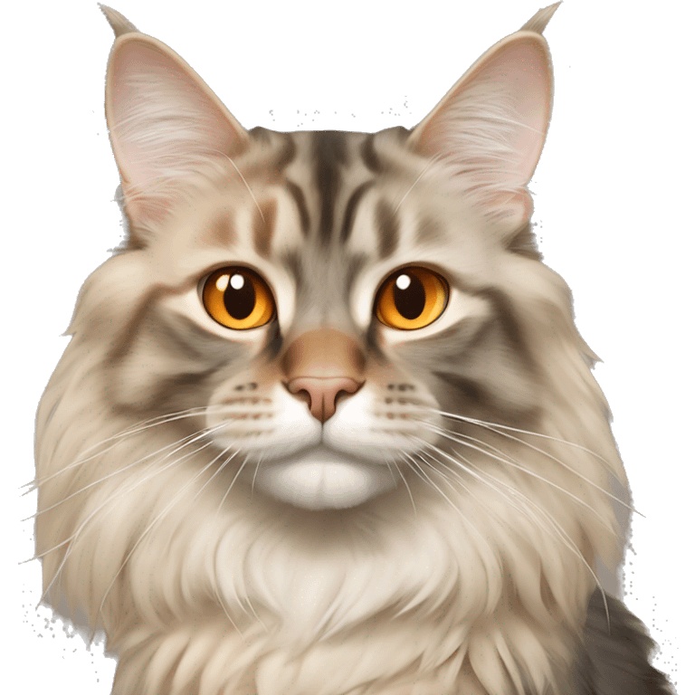 Mainecoon cat cream smoke color next to european cat orange color emoji