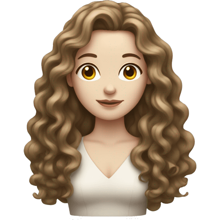 Woman with pale skin and long curly brown hair  emoji