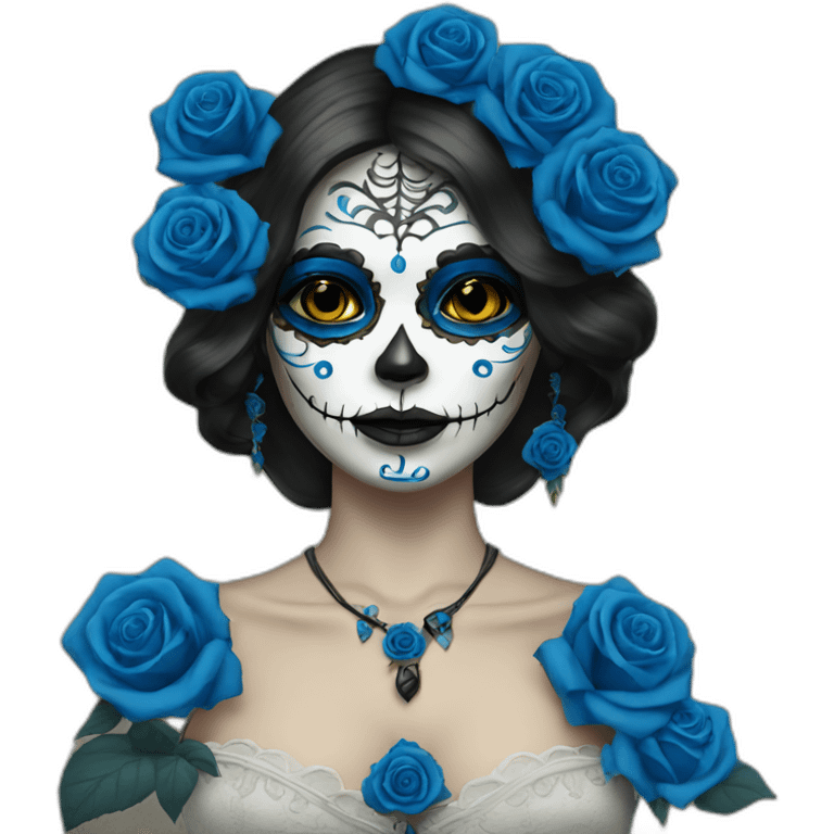 Catrina with Blue and Black Roses emoji