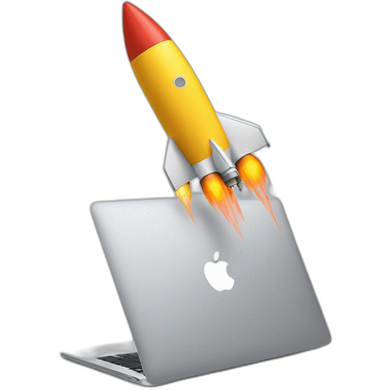 MacBook with a rocket as the logo emoji