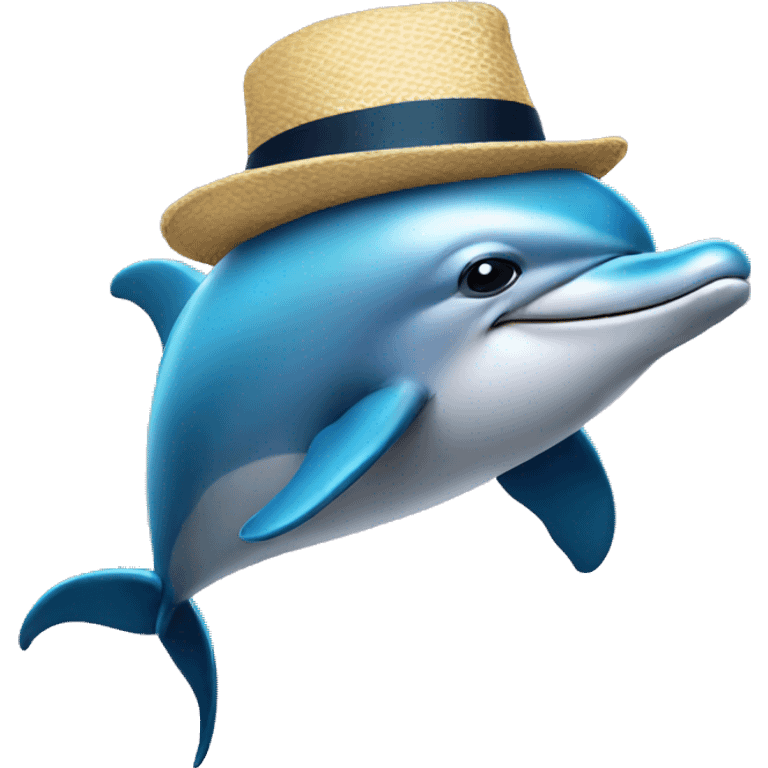 dolphin with a hat emoji