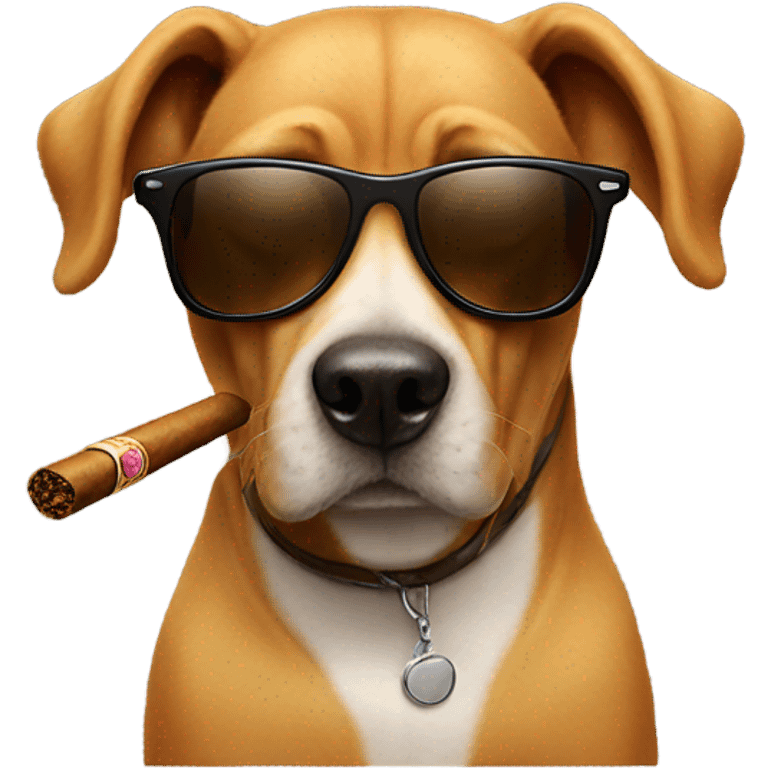 Dog with sunglasses and a cigar emoji