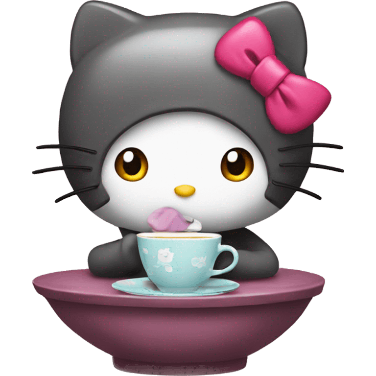 Hello kitty sipping tea emoji