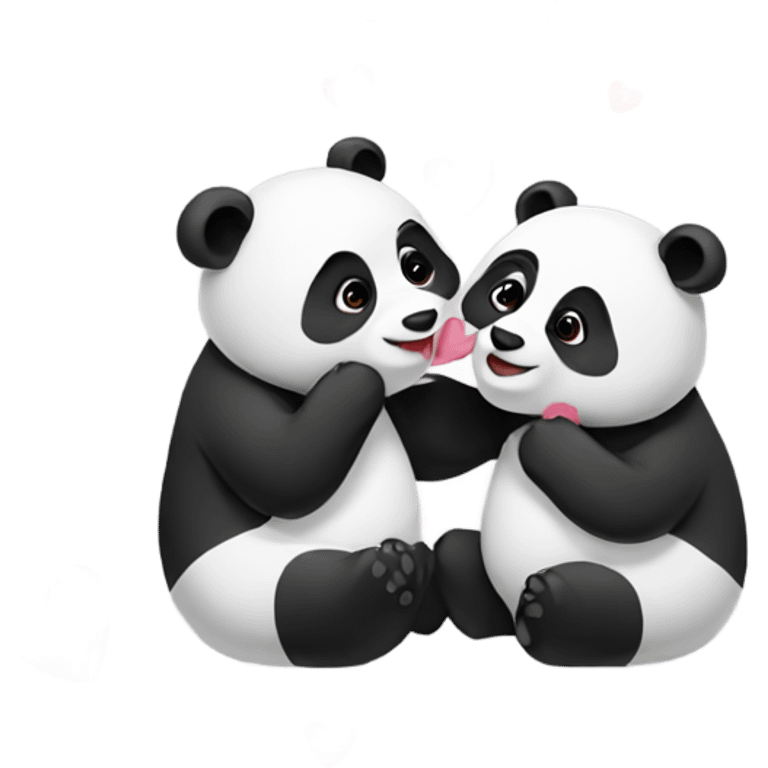 Two pandas kissing with hearts  emoji