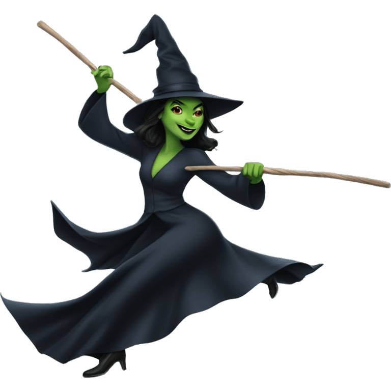 Elphaba dancing on broom emoji