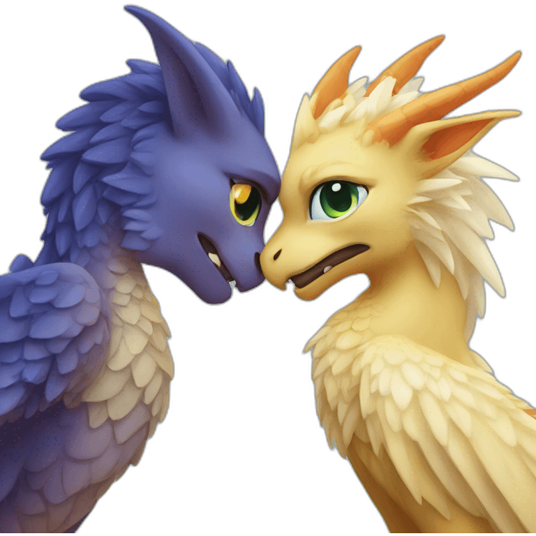 Dragon kiss a gryphon emoji