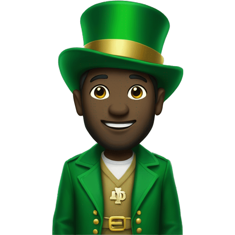 Human wearing a Notre dame leprechaun outfit emoji