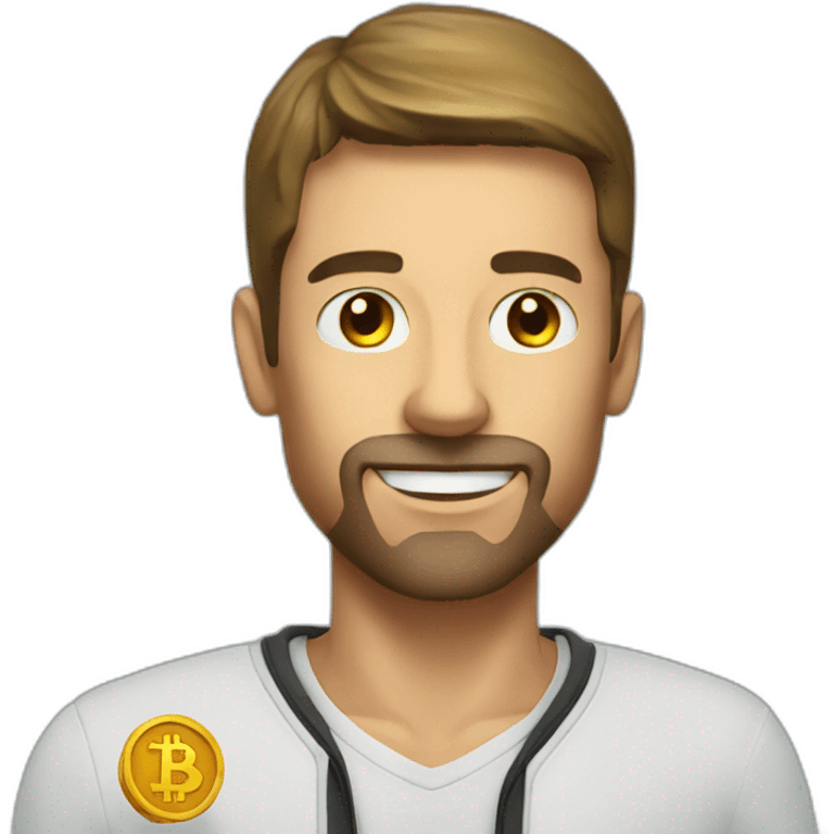 Man with bitcoin emoji