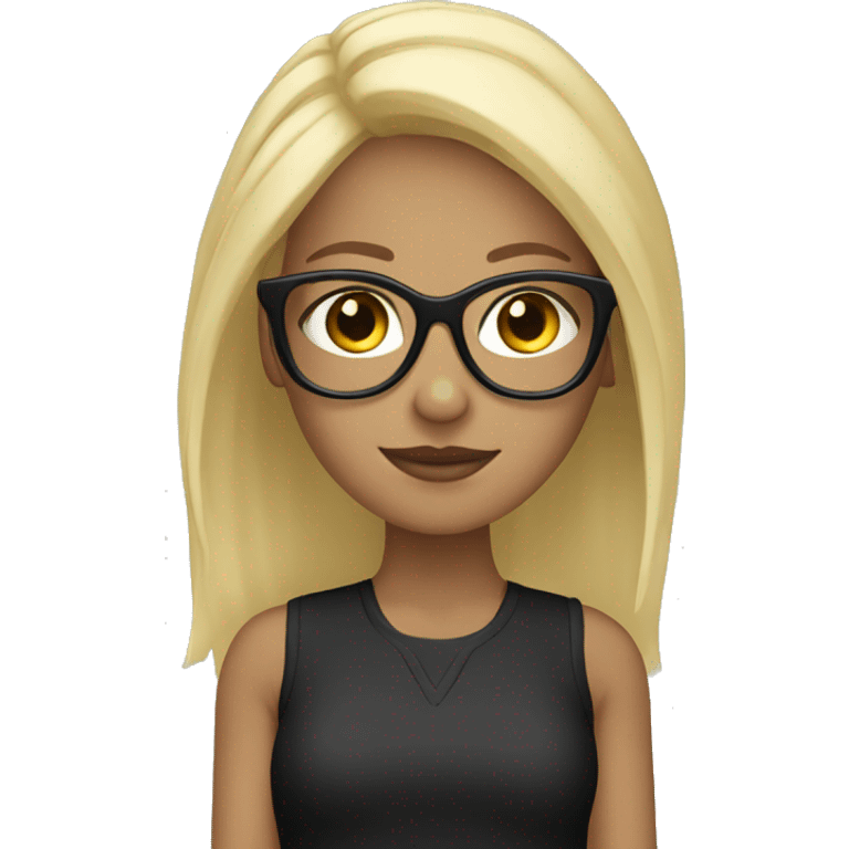 Blonde girl with black glasses emoji