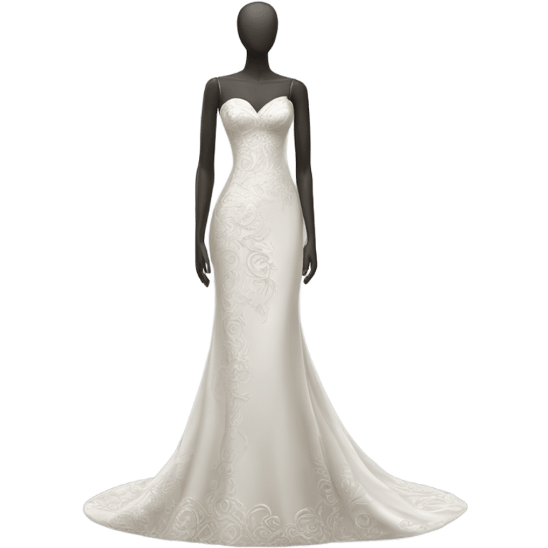 Hyper Realistic ornate 
Minimalistic sheath Wedding dress displays emoji