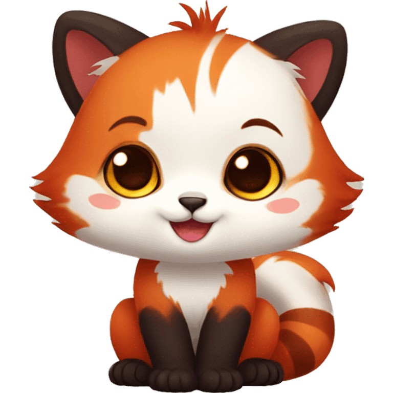 cute red-panda-cat-hybrid full body emoji