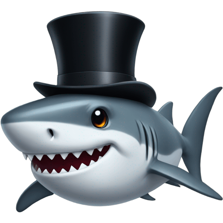 Shark with a top hat emoji