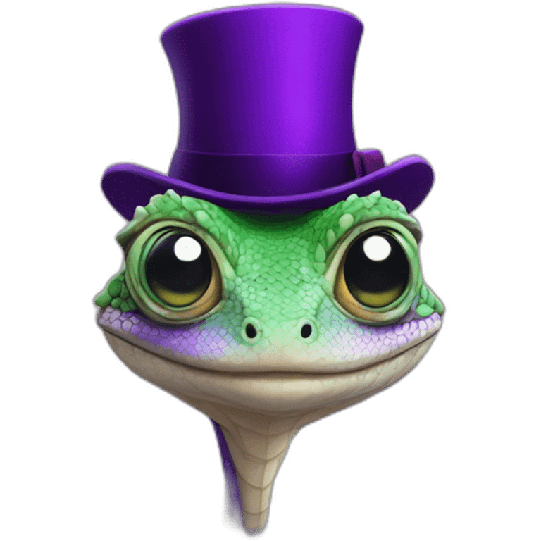 lizard with purple hat with monocle in star shape emoji