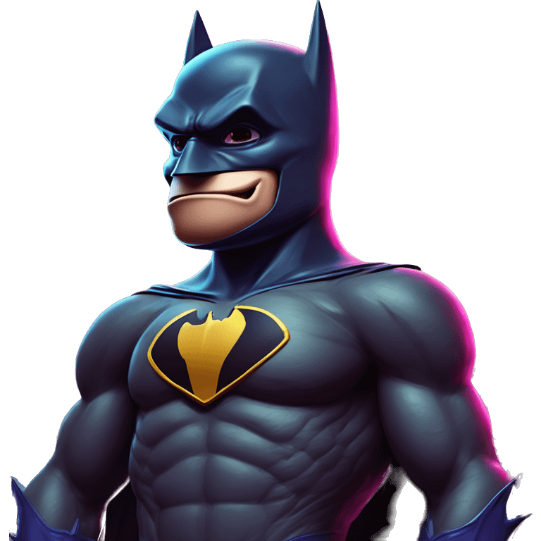 Synthwave Batman in Donkey Kong style, oil paint, epic eyes, intricate lips, exquisite pose, beautiful, desirable, logical, Midsommar  emoji