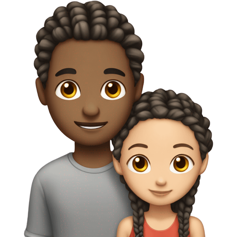 boy with cornrows and lightskin girl in love emoji