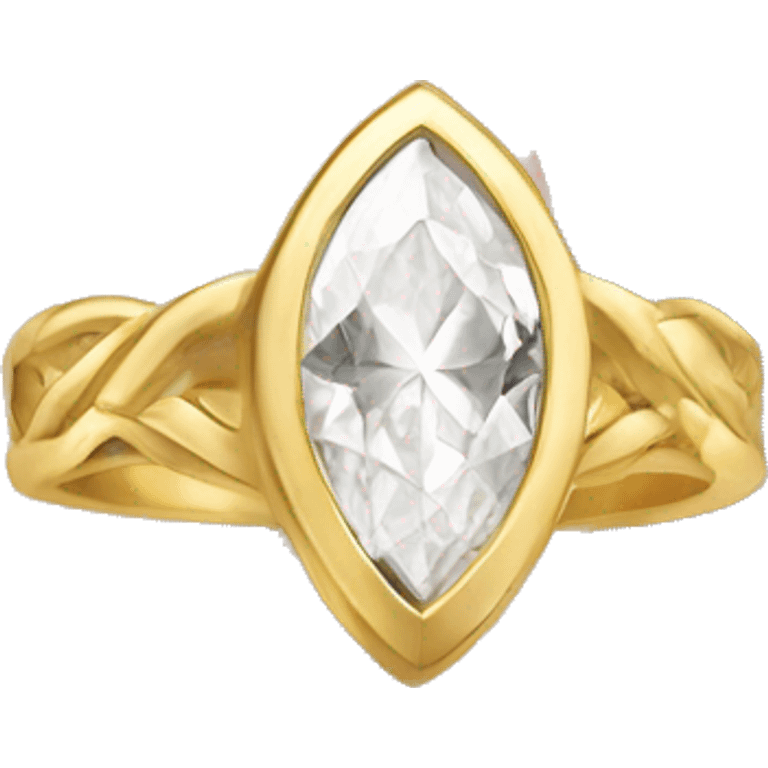 Gold ring with almond shaped diamond emoji