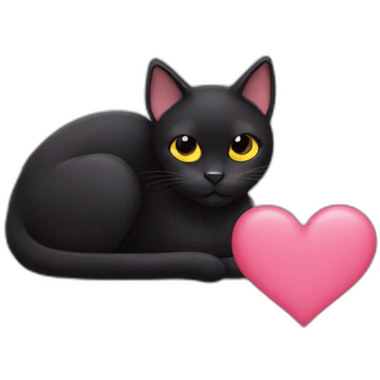 Black cat with hearts in eyes emoji