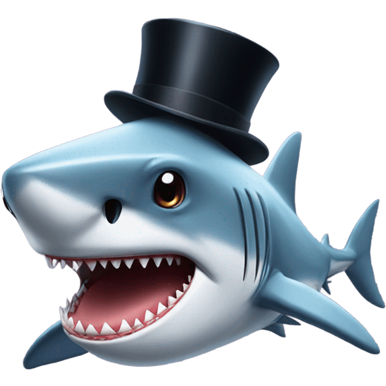 Shark with a top hat emoji