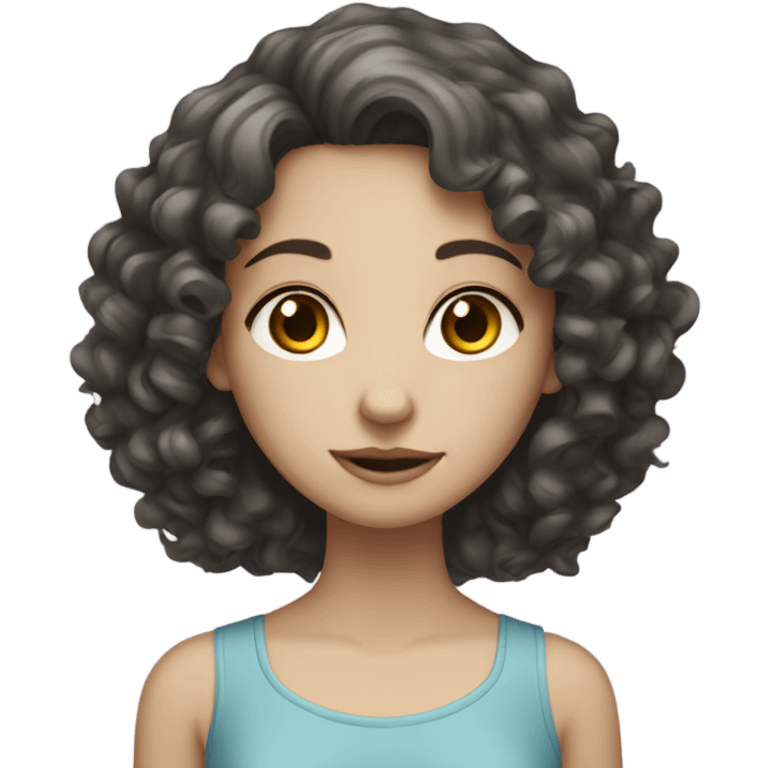 girl with curly dark hair and pale skin emoji