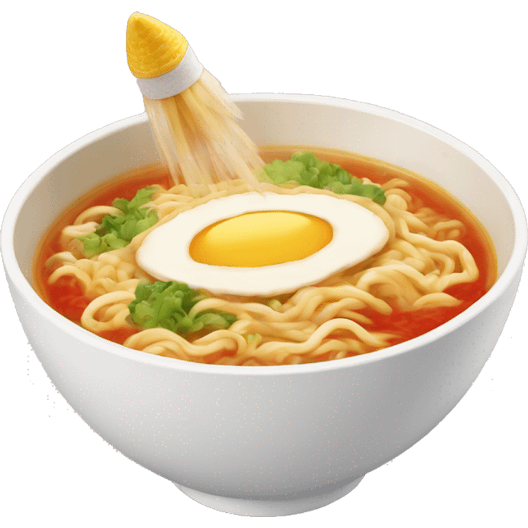 toy rocket in ramen bowl emoji